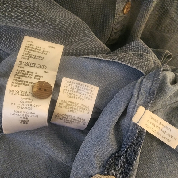 Tommy Bahama Blue 100% Silk Original Fit Casual Button Down Shirt Mens Large - Picture 6 of 7